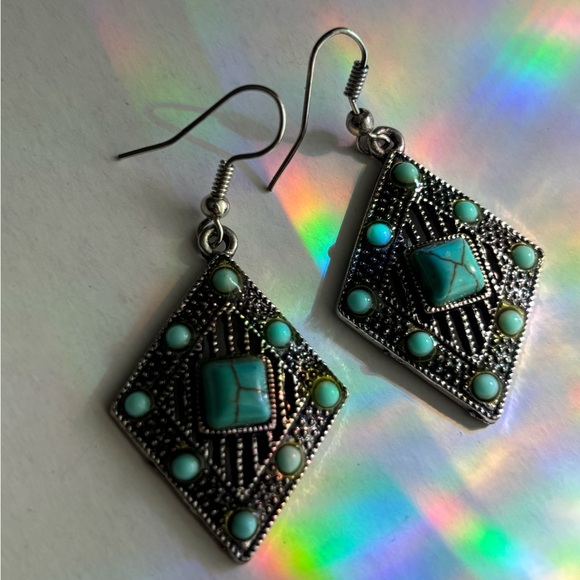 Turquoise dangle earrings - Picture 3 of 8